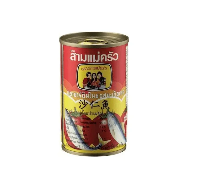 ปลาซาร์ดีนในซอสมะเขือเทศ ตราสามแม่ครัว 155กรัม ด.
