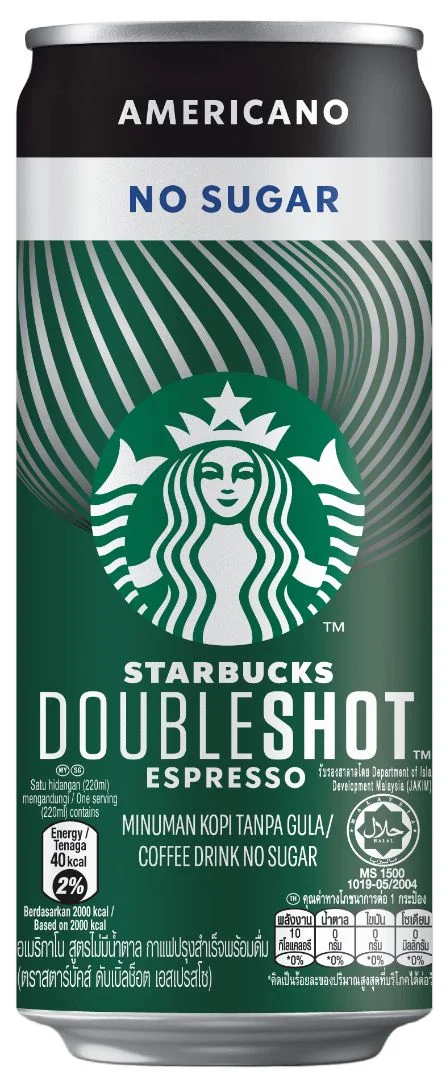 Hสตาร์บัคส์ดับเบิ้ลช็อต อเมริกาโนไม่มีน้ำตาล220มล.