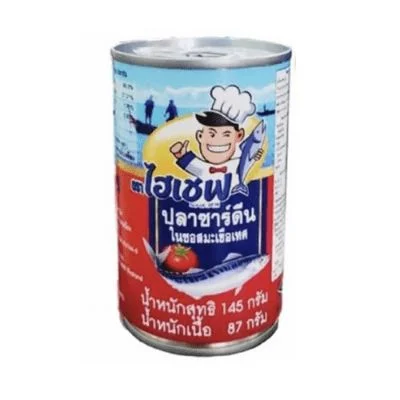 Hปลาซาร์ดีนในซอสมะเขือเทศ ตราไฮเชฟ 145 กรัม