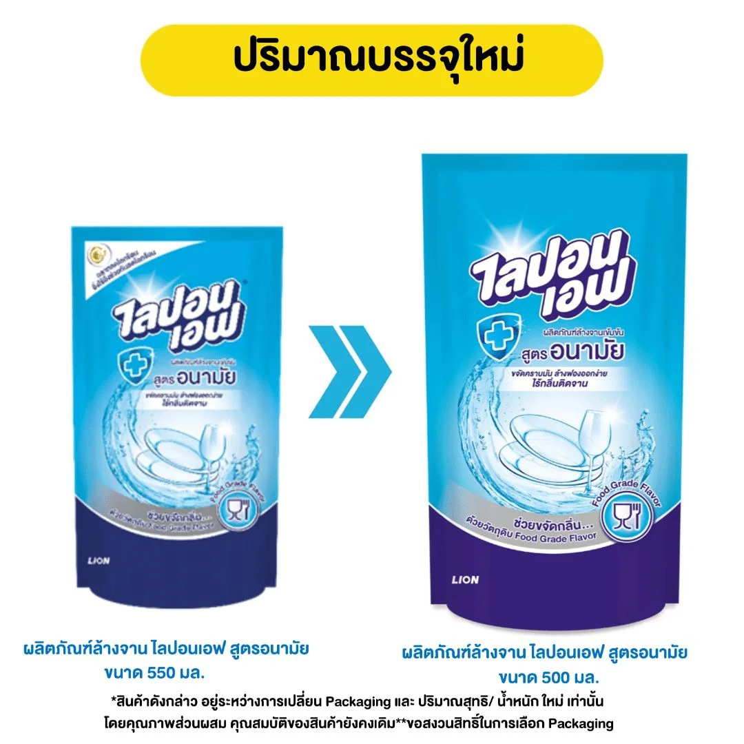 น้ำยาล้างจานไลปอนเอฟ 500 มล. (เดี่ยว)
