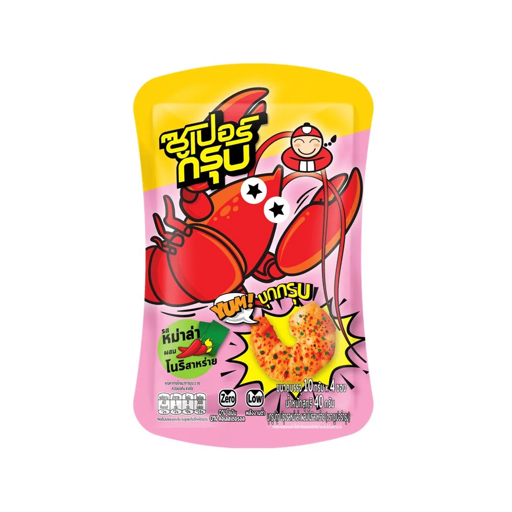 ซูเปอร์กรุบบุกรูปกุ้งปรุงรสหม่าล่าโนริสาหร่าย40ก.