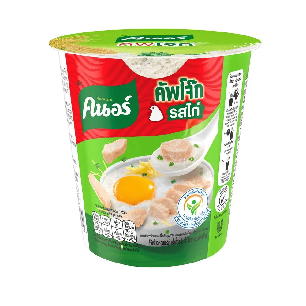 คนอร์คัพโจ๊กถ้วย รสไก่  32 กรัม