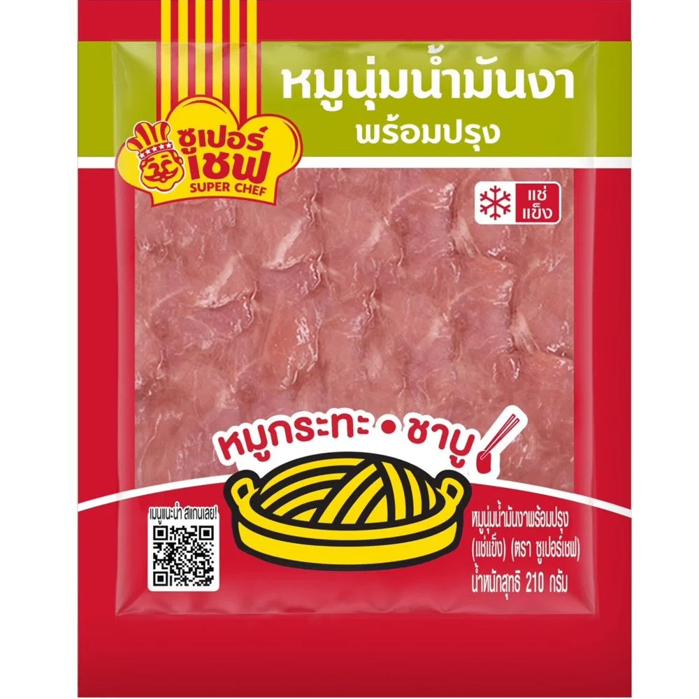 หมูนุ่มหมักน้ำมันงาและงาขาว 210g. ตราซูเปอร์เซฟ