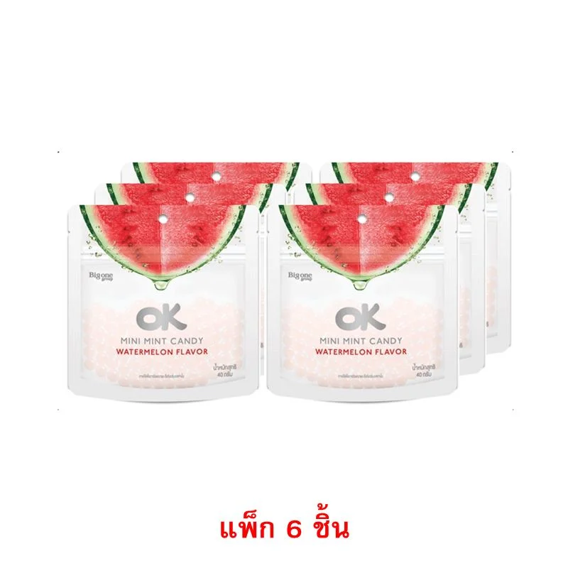 @โอเคลูกอมเคี้ยวหนึบมินิมิ้นท์กลิ่นแตงโม 40ก.(พ.6)