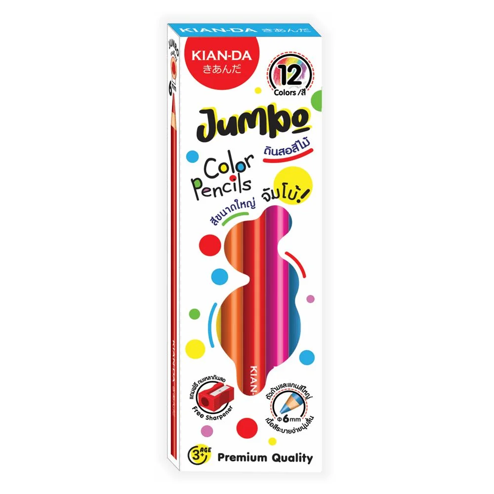 สีไม้ 12 สี JUMBO Kian-Da