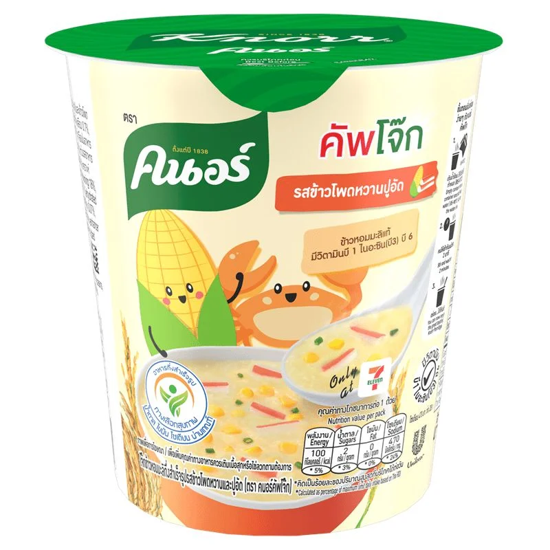 @คนอร์คัพโจ๊กถ้วย รสข้าวโพดหวานปูอัด 28 กรัม
