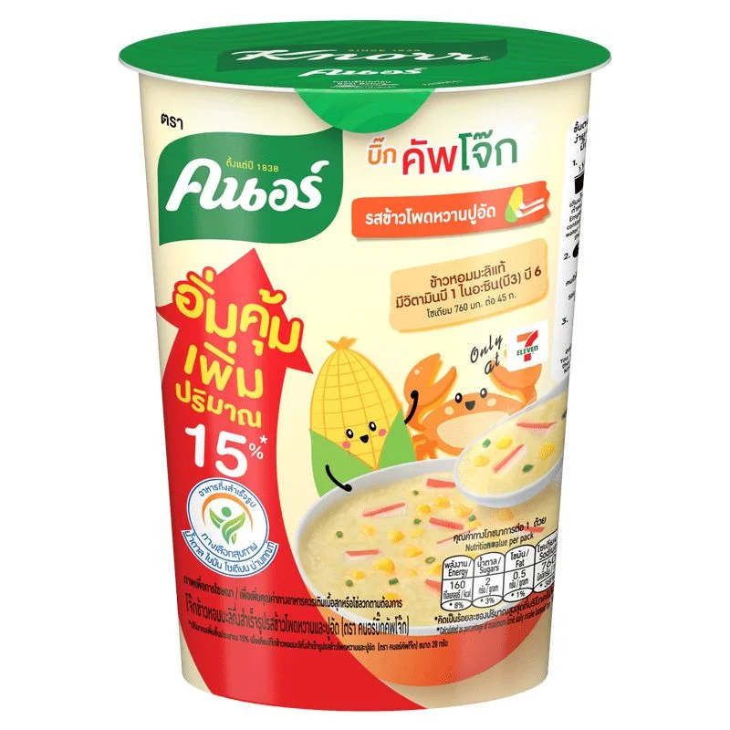 @คนอร์บิ๊กคัพโจ๊กถ้วย รสข้าวโพดหวานปูอัด 45 กรัม