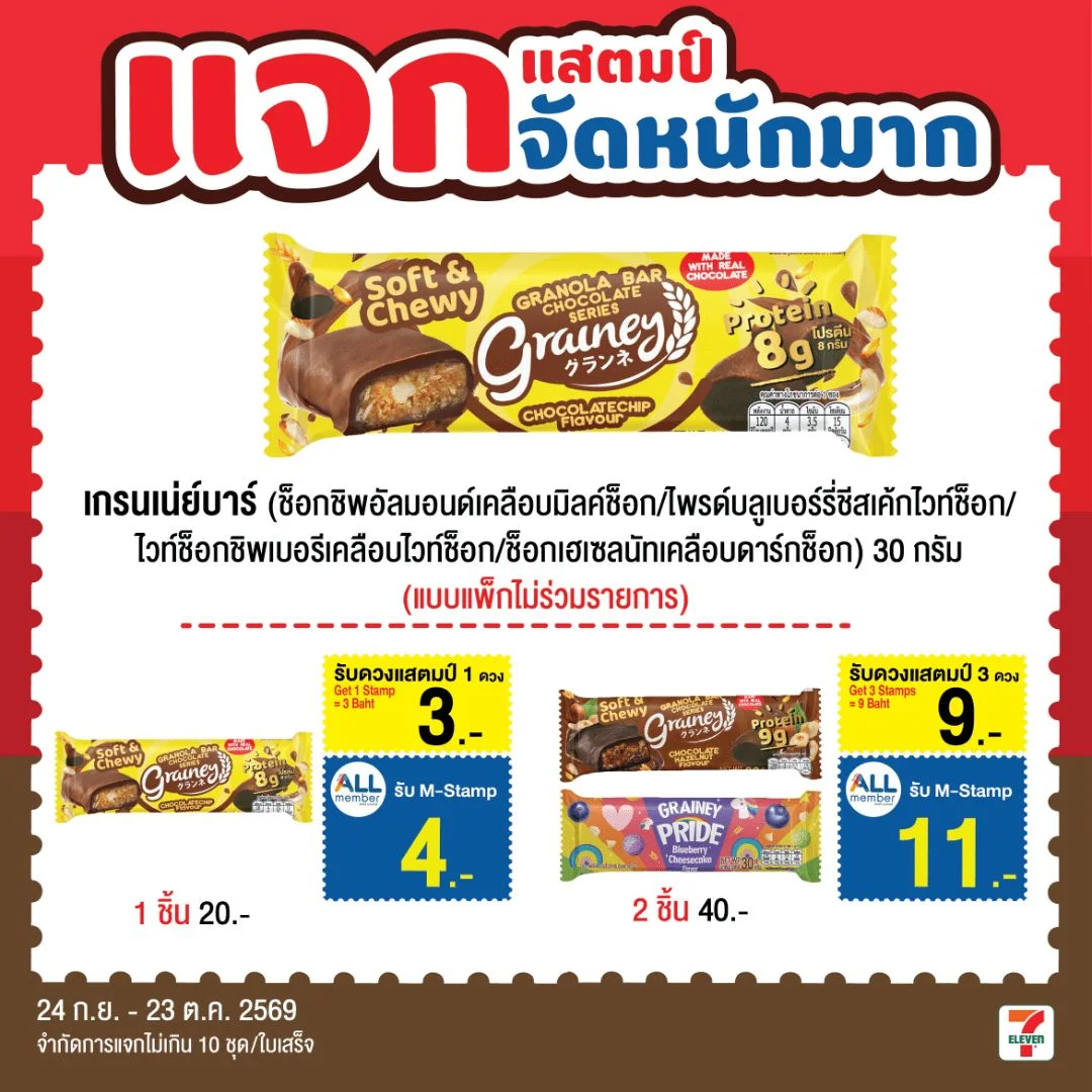 เกรนเน่ย์บาร์ช็อกชิพอัลมอนด์เคลือบมิลค์ช็อก30กรัม
